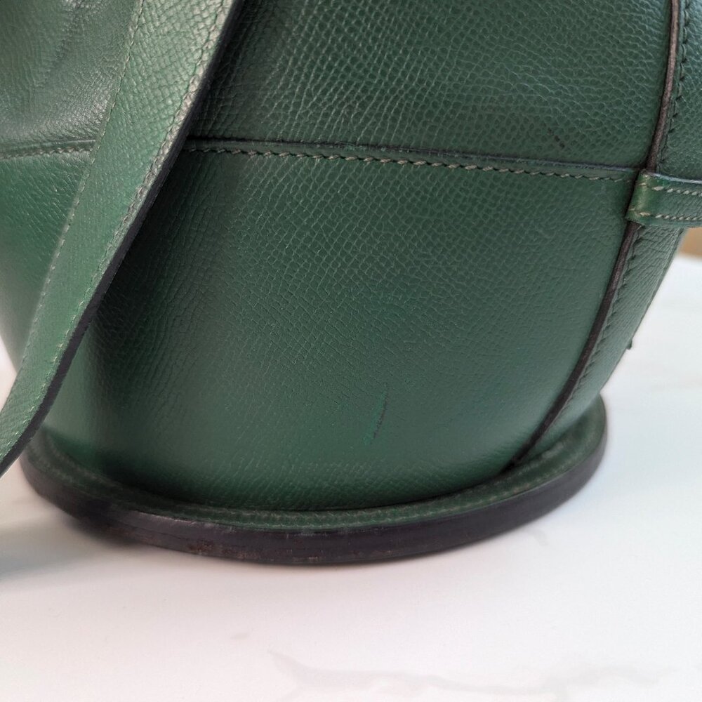 Hermes Vintage Standy Bucket Bag Green Vert Clair Courchevel Leather RARE - Picture 11 of 16